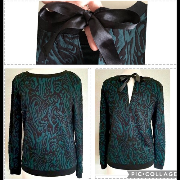 Nordstrom Hinge Sweater Size S Tie on Back Neck Textured Top casual - Picture 2 of 15